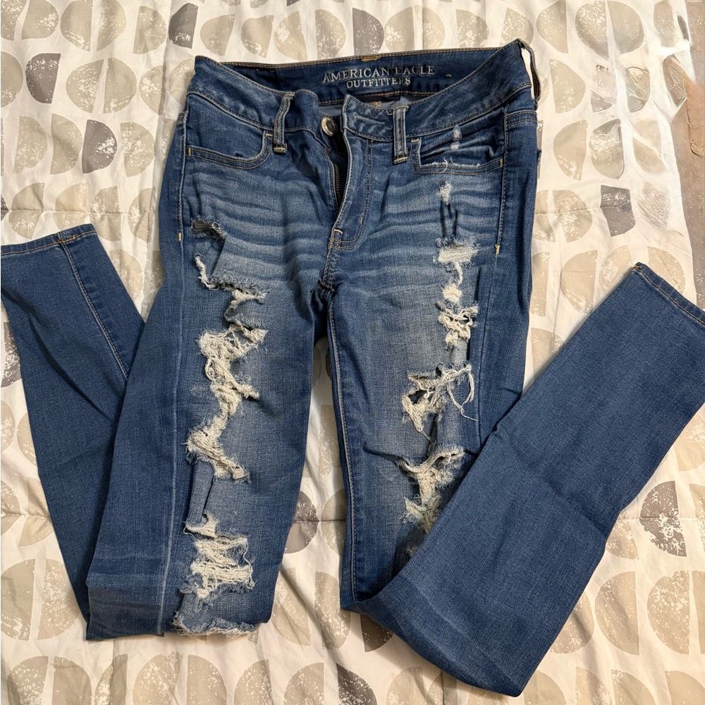 American Eagle Ripped Blue Denim Jeans
